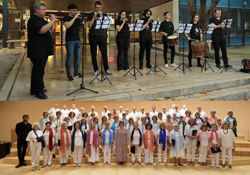 Photo of the Dulzaina and Percussion Group of the UV and the La Nau UV Choral Club